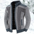 Men's colorblocked stand-up collar warm cashmere jacket