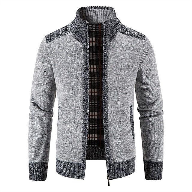 Men's Stand Collar Zipper Cashmere Jacket
