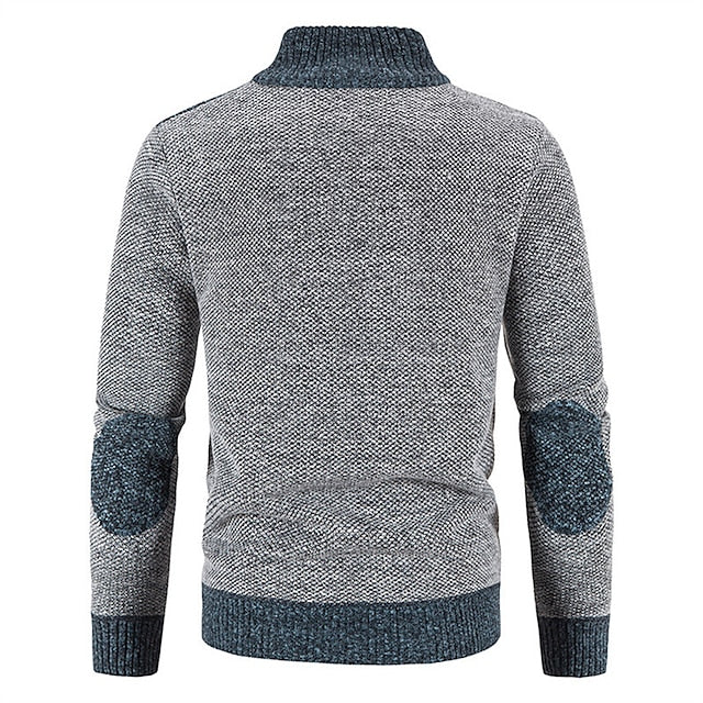 Men's colorblocked stand-up collar warm cashmere jacket