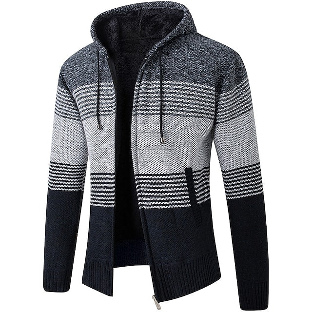 Men's Colorblocked Hooded Warm Cashmere Jacket