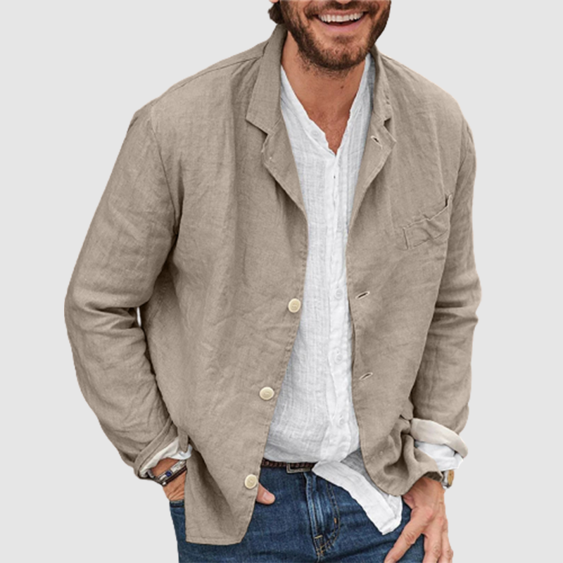Men's cotton and linen suit jacket casual loose suit jacket
