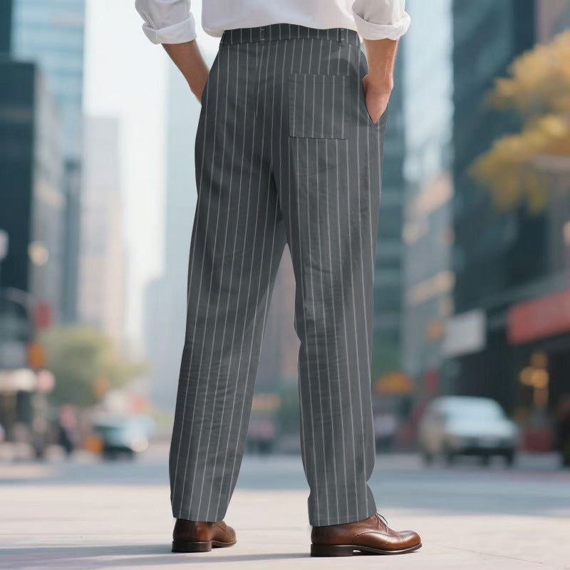 Men's pinstripe casual dress pants | Summer vacation loose casual pants