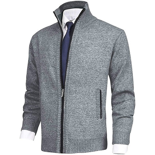 Men's solid color stand-up collar cashmere jacket
