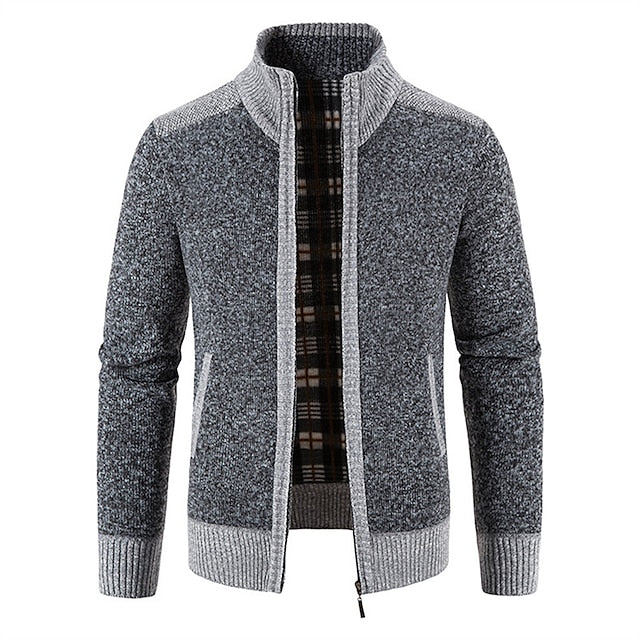 Men's Stand Collar Zipper Cashmere Jacket