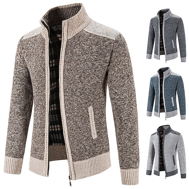 Men's Stand Collar Zipper Cashmere Jacket
