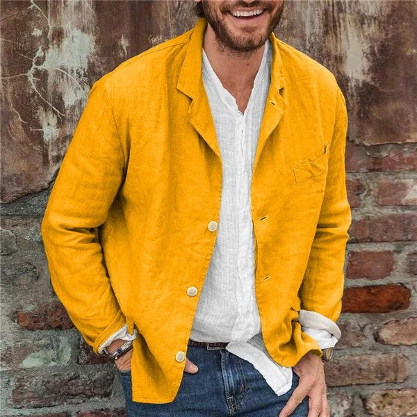 Men's cotton and linen suit jacket casual loose suit jacket