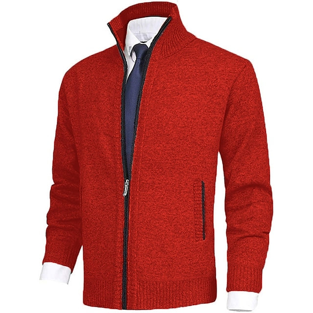 Men's solid color stand-up collar cashmere jacket