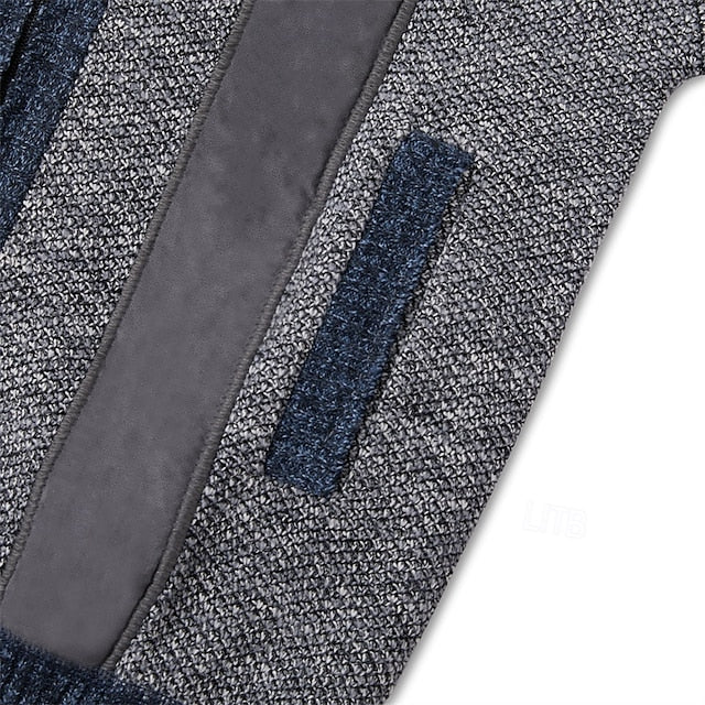 Men's colorblocked stand-up collar warm cashmere jacket