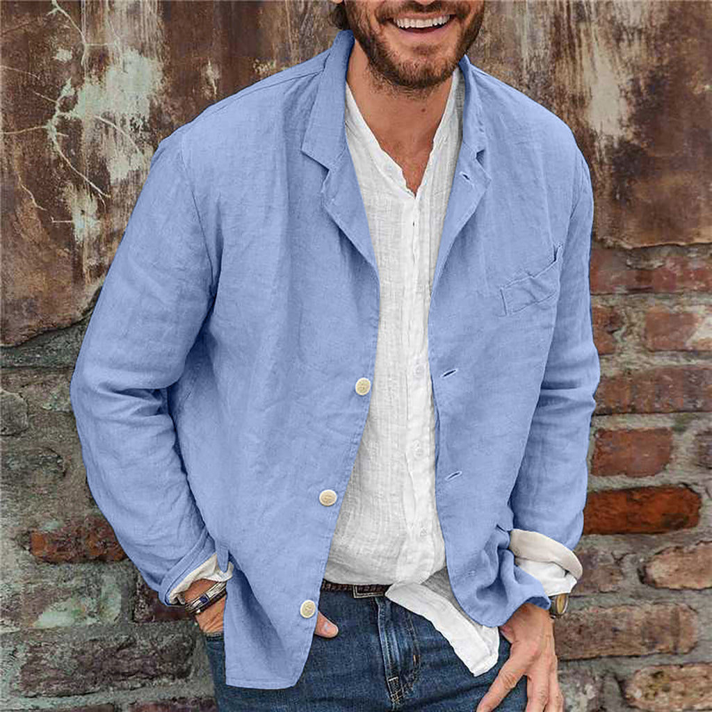 Men's cotton and linen suit jacket casual loose suit jacket