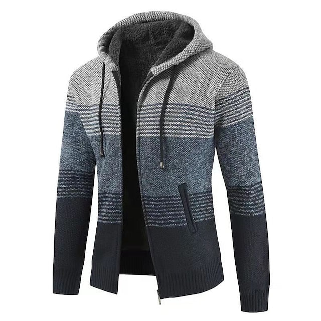 Men's Colorblocked Hooded Warm Cashmere Jacket