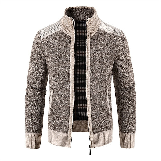 Men's Stand Collar Zipper Cashmere Jacket
