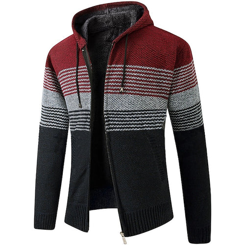 Men's Colorblocked Hooded Warm Cashmere Jacket