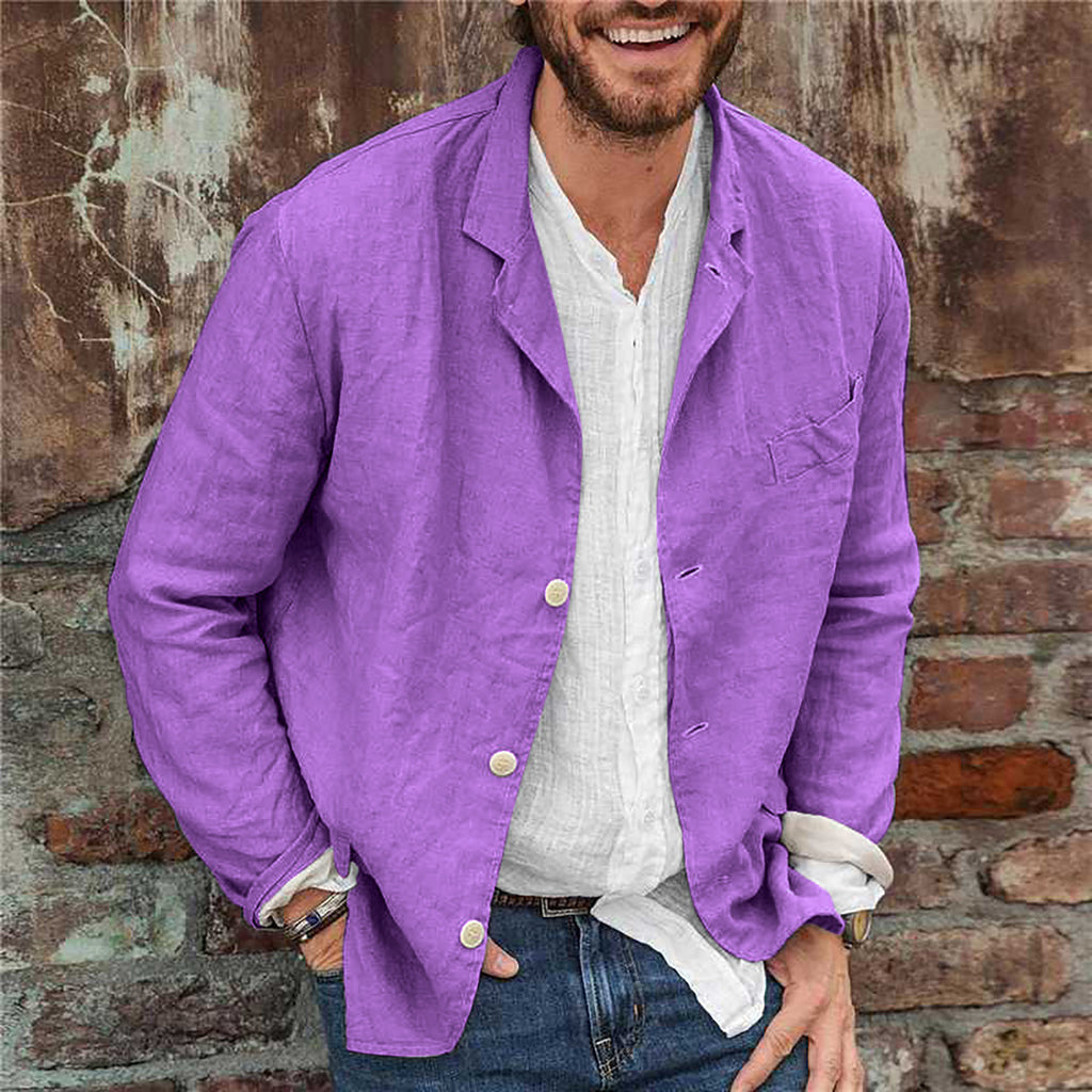 Men's cotton and linen suit jacket casual loose suit jacket