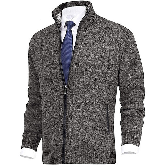 Men's solid color stand-up collar cashmere jacket