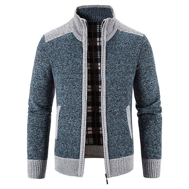 Men's Stand Collar Zipper Cashmere Jacket