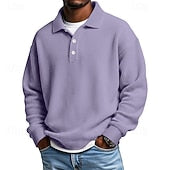 Men's Waffle Polo Shirts Textured Formal Business Ribbed Polo Collar Fashion