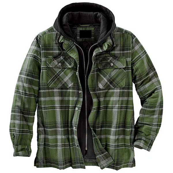 Outdoor Thick Plaid Windproof Casual Hoodie