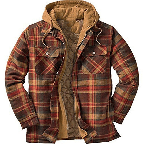 Outdoor Thick Plaid Windproof Casual Hoodie