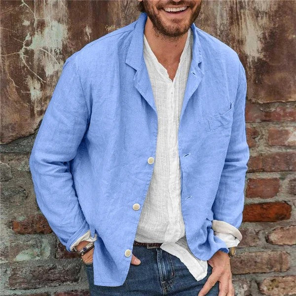 Men's cotton and linen suit jacket casual loose suit jacket