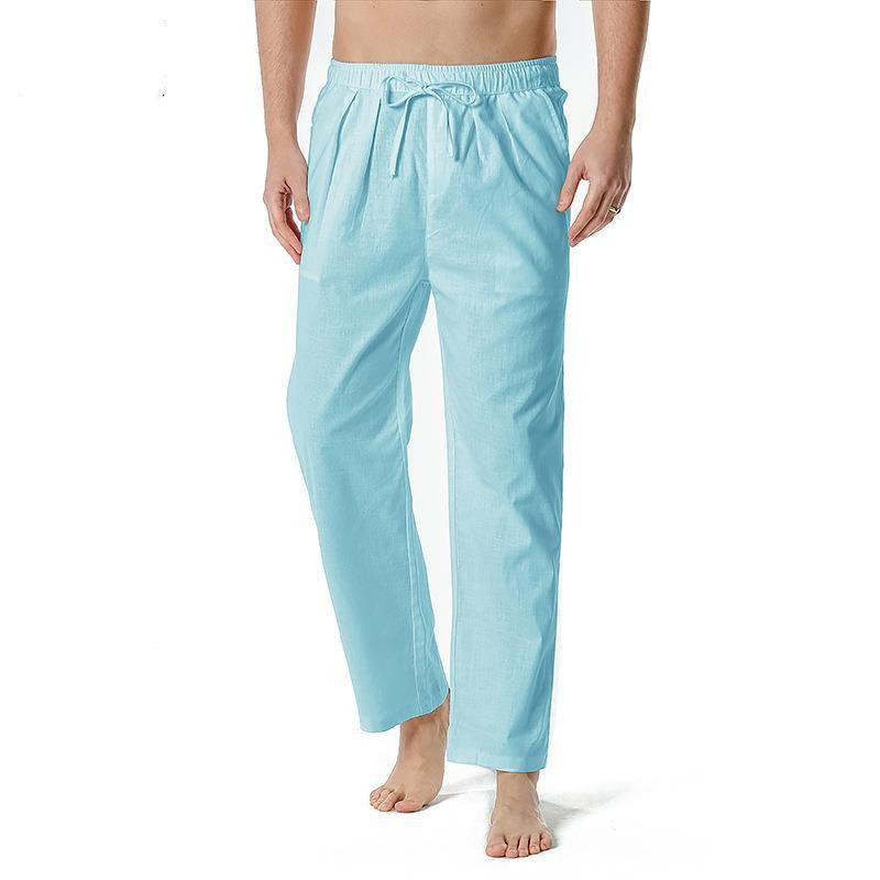 Men's cotton linen summer casual sports beach casual loose pants
