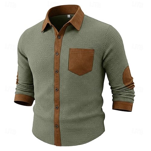 Men's Waffle Cargo Pants Trousers Casual Pants Patchwork Pocket Elastic Waist