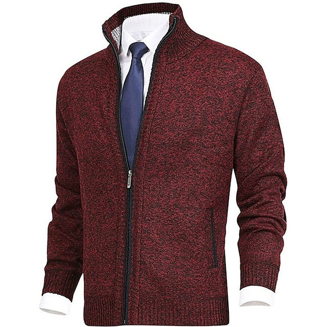 Men's solid color stand-up collar cashmere jacket