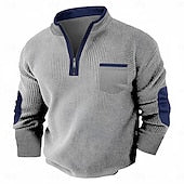 Men's Waffle T-shirt T Shirt Waffle Henley Shirt Long Sleeve Fall Fall & Winter