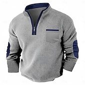 Men's Waffle T-shirt T Shirt Waffle Henley Shirt Long Sleeve Fall Fall & Winter