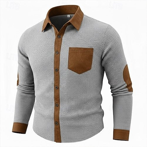 Men's Waffle Cargo Pants Trousers Casual Pants Patchwork Pocket Elastic Waist