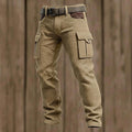 Men's Waffle Cargo Pants Trousers Casual Pants Patchwork Pocket Elastic Waist