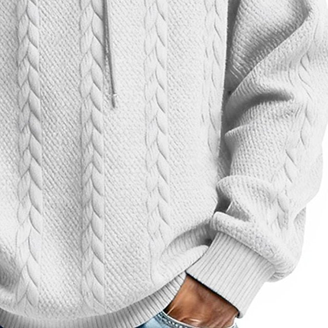 Men's Jacquard Hoodie Pullover Hoodie Sweatshirt Textured Sports & Outdoor Casual Daily Streetwear Cool Sportswear