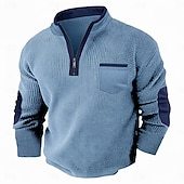 Men's Waffle T-shirt T Shirt Waffle Henley Shirt Long Sleeve Fall Fall & Winter