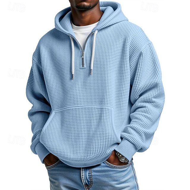 Men's Hoodie Hoodie Plain Drawstring Pocket Sports & Outdoor Daily Holiday Streetwear Spring Fall Clothing