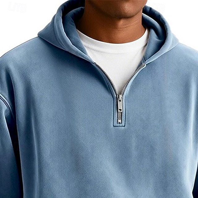 Men's Hoodie Pullover Hoodie Sweatshirt Quarter Zip Hoodie Streetwear Cool Spring Fall