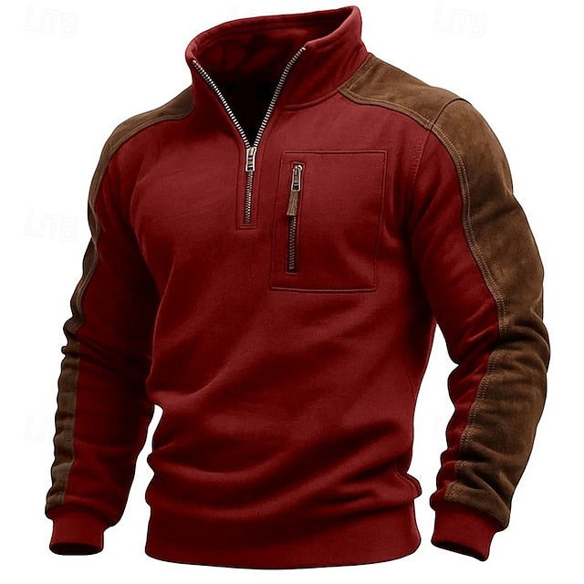 Men's Hoodies & Sweatshirts Long Sleeve Stand Collar Half Zip Fall Winter Spring &  Fall